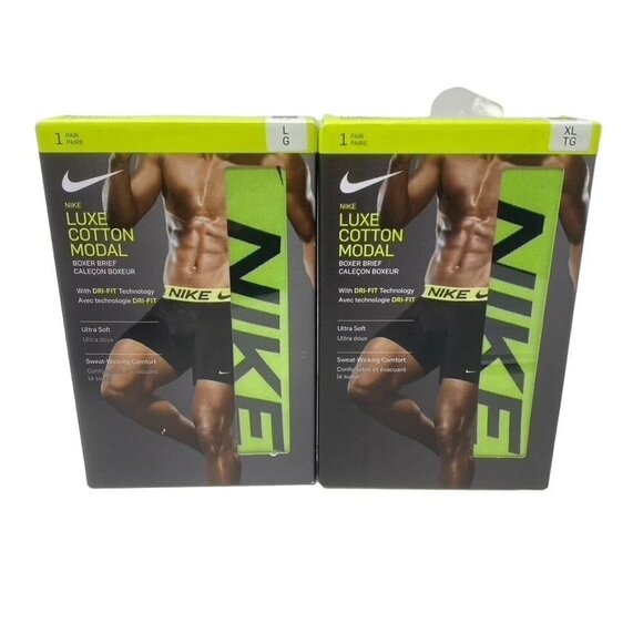 Nike Luxe Cotton Modal Boxer Brief 1 Pack Black/ Volt Large or XL - Picture 1 of 12